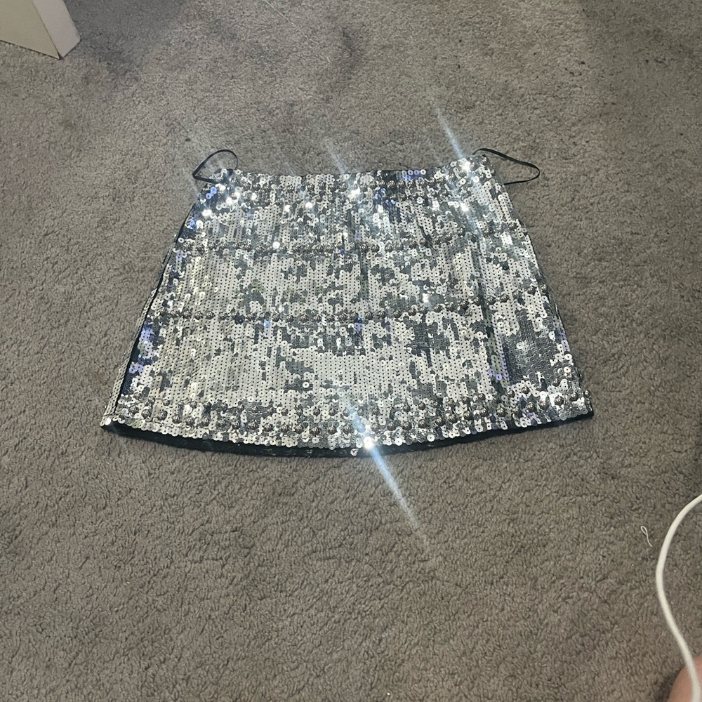 Glamorous Silver Sequin Mini Skirt